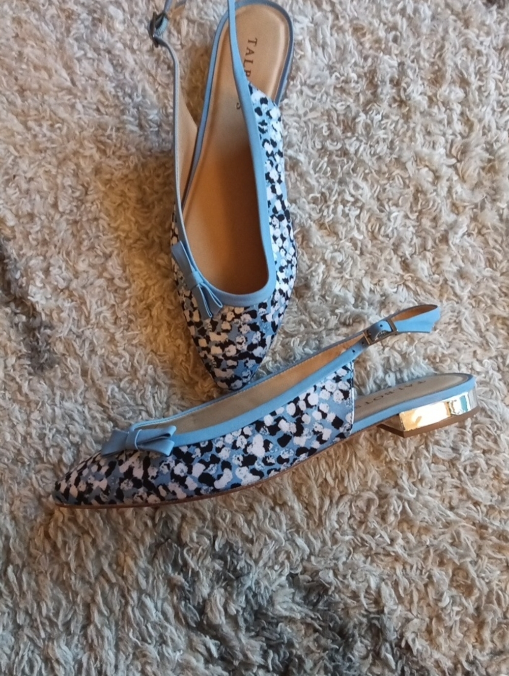 Talbots Light Blue Floral Slingback Flats - Picture 10 of 12